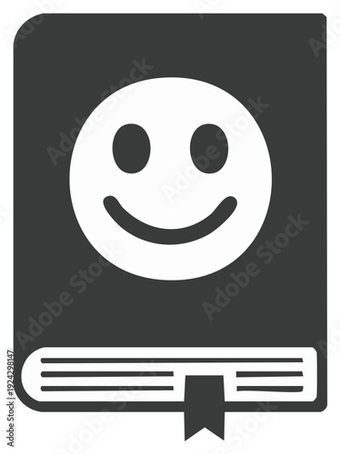 Smiling Face on a Book Cover Icon Illustration