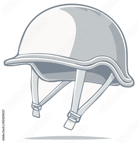 Illustration of a White Military Helmet Protective Gear Headwear Safety Equipment for Soldiers and Construction Workers
