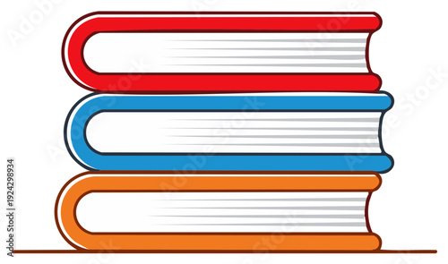 Simple vector illustration of a colorful stack of books for education school and learning