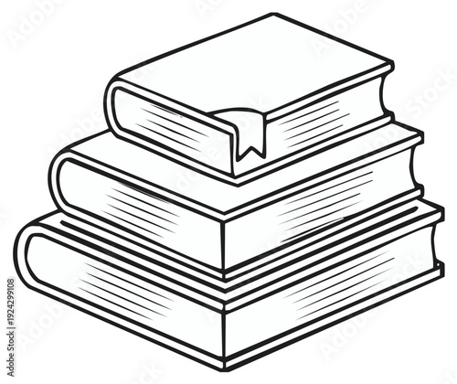 Stack of Three Books with a Bookmark Illustration