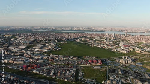 Aerial footage of buildings in Istanbul's Esenyurt and Beylikdüzü districts; empty streets during the pandemic. Drone footage of crowded Istanbul, skyscrapers. Images from ports during the pandemic.