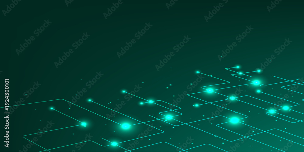 Obraz premium Abstract AI circuit board background. Technology connected blue lines with electronics elements on tech background
