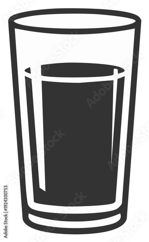 Simple Silhouette of a Tall Glass Filled with Dark Liquid