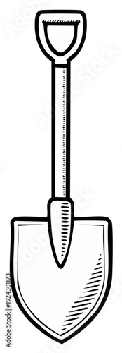 Illustration of a Shovel Outline with Handle for Gardening or Construction