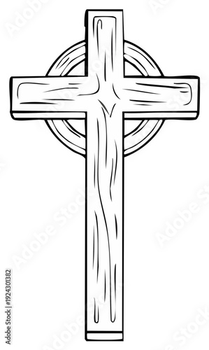 Celtic Cross in Black and White Outline