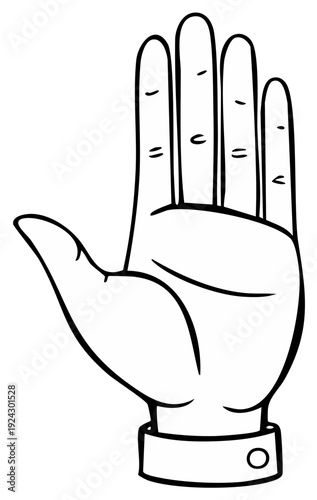 Open Hand Illustration Showing Five Fingers and Palm Outline