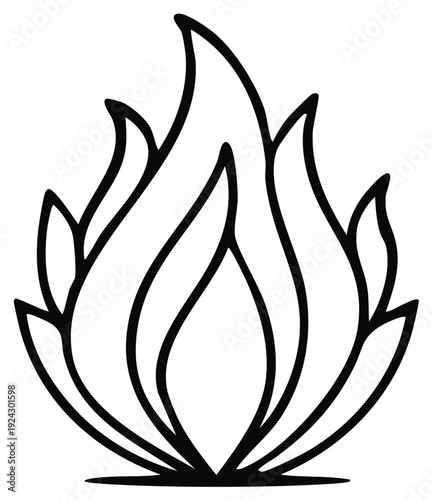 Stylized flame illustration isolated on white. Graphic fire design.