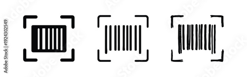 Barcode Scanner Icons Set for Product Identification, Retail, and Digital Commerce