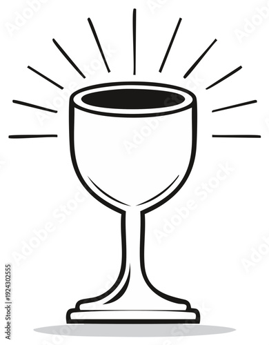Glowing chalice icon, hand drawn style, sacred symbol graphic
