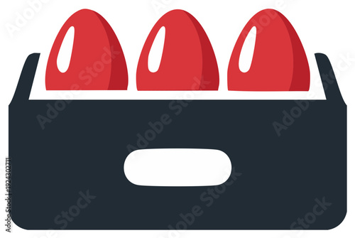 Three Red Eggs in Dark Box Minimalist Graphic Illustration Icon