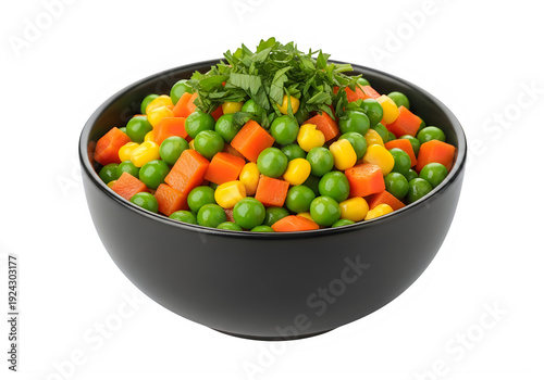 A bowl filled with a vibrant mix of colorful vegetable medley
