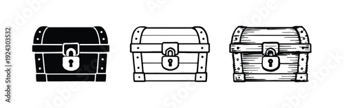 Treasure Chest Icon Set | Pirate, Wealth, and Fortune Symbols for Adventure and Discovery