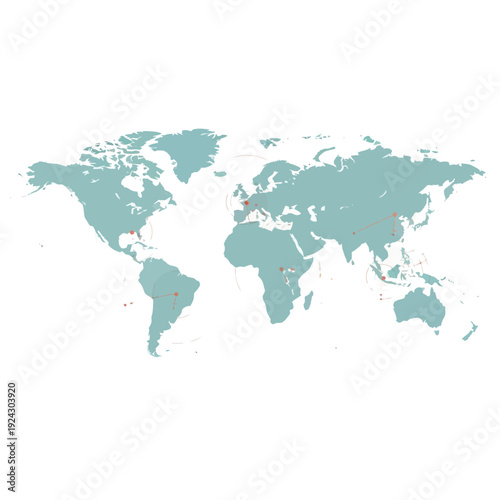 Global connections map with travel routes and destinations worldwide
