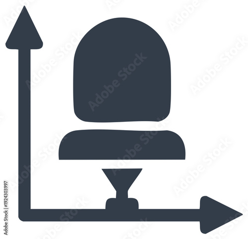Office Chair Placement and Movement Axis Graphical Illustration in 3D Coordinate System