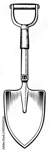 Illustration of a classic shovel tool ready for digging or gardening work