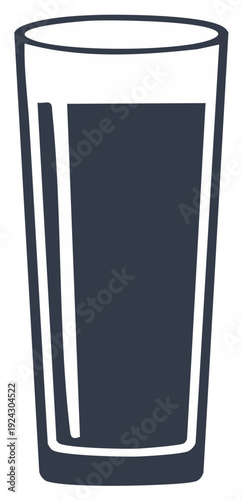 Minimalist Glass Tumbler Outline Icon with Dark Liquid Contents Vector