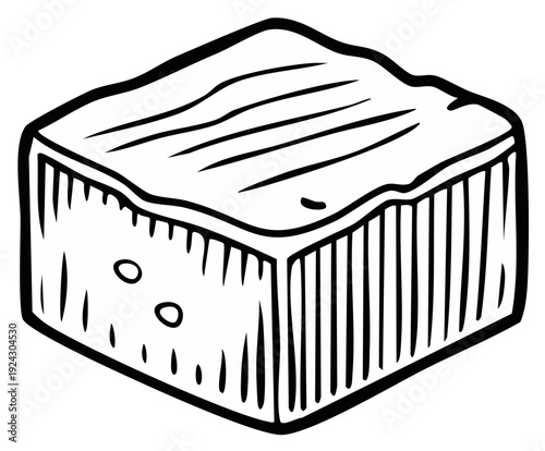 Hand drawn illustration of a delicious chocolate brownie dessert