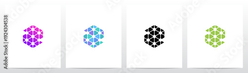 Fragment Hexagon Connect Geometric Negative Space Letter Initial Logo Design Z