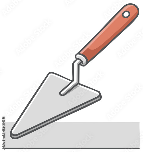 Cartoon Trowel Tool Working on a Flat Surface Illustration