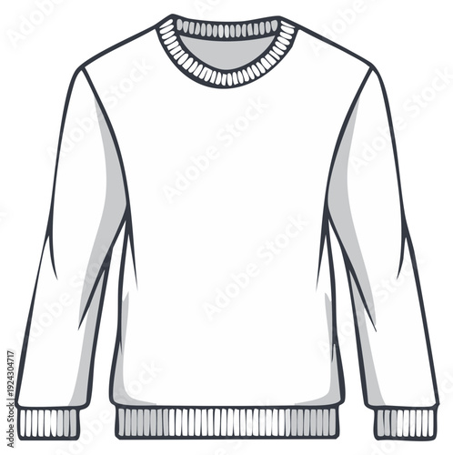 Vector Graphic of a Long Sleeved Jumper or Sweater with Round Neck Design