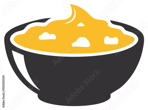 Delicious Creamy Cheese Dip or Sauce in a Bowl Appetizing Vector Illustration