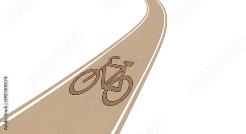 Bicycle symbol on a winding lane in simple minimalist style  