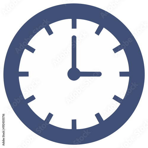 Clock Illustration Showing Time Passing Round Blue Border Hour Minutes Schedule Circle