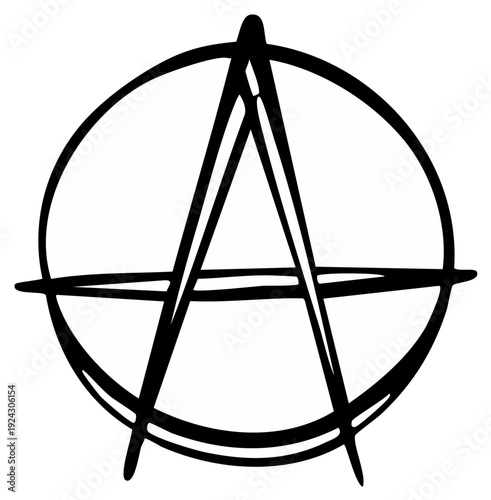 Anarchy Symbol Hand Drawn Circle and Letter A Illustration Minimalist Graphic