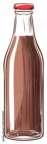 Drink bottle container with a red cap in cartoon illustration