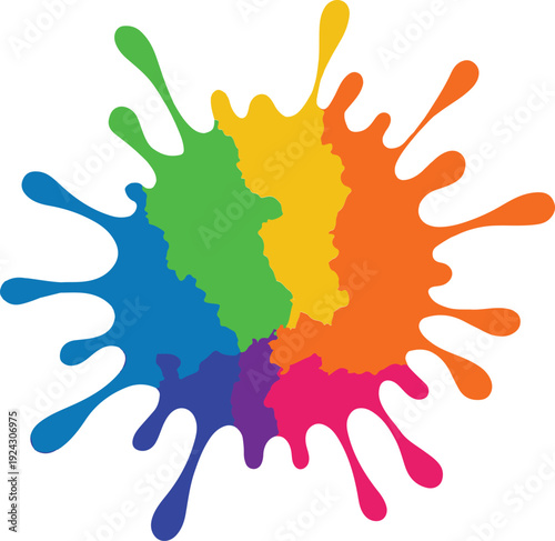 Rainbow Paint Splatter on White Background