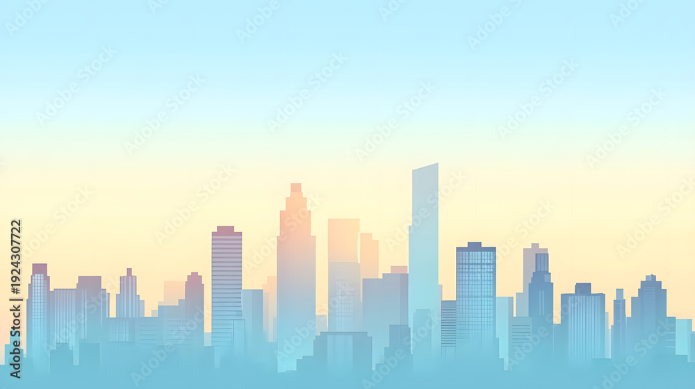 Fototapeta premium Minimal modern cityscape background with clean lines and geometric shapes.