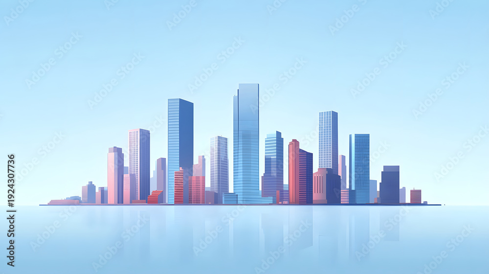Fototapeta premium Minimal modern cityscape background with clean lines and geometric shapes.