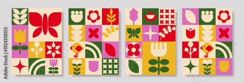 Spring sale geometric multicolor poster.