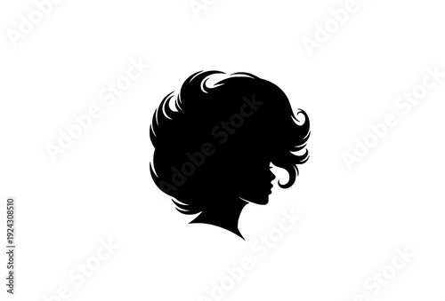 Abstract Female Head Hair Silhouette Vector – Black Hair on White Background