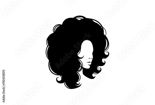 Abstract Female Head Hair Silhouette Vector – Black Hair on White Background