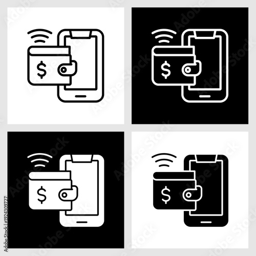 Ewallet Icon with Black and White Background