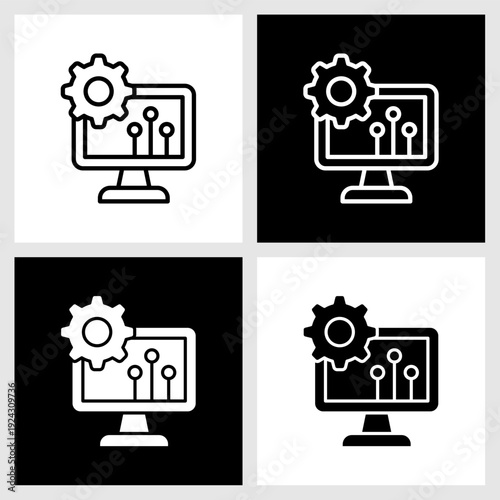 Digital Transformation Icon with Black and White Background