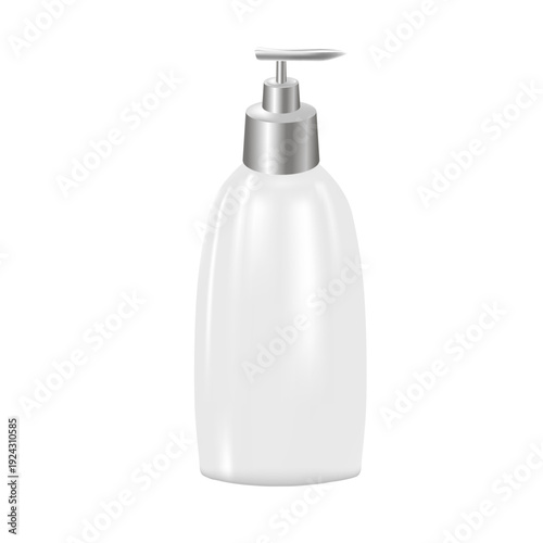 White plastic bottle with dispenser.