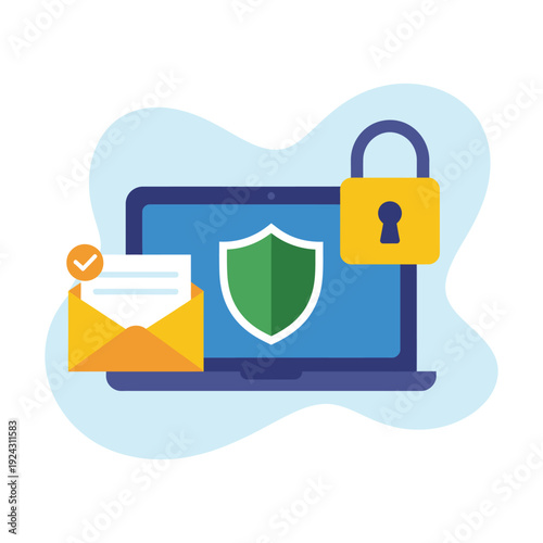 Free Download Digital security concepts illustrated with a laptop, padlock, and email. - GFXLoad