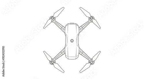 Aerial view of a drone outline illustration showcasing its vector design and technical specifications