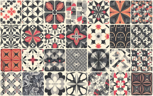 Intricate geometric patterns displaying symmetry and artistic designs in textiles