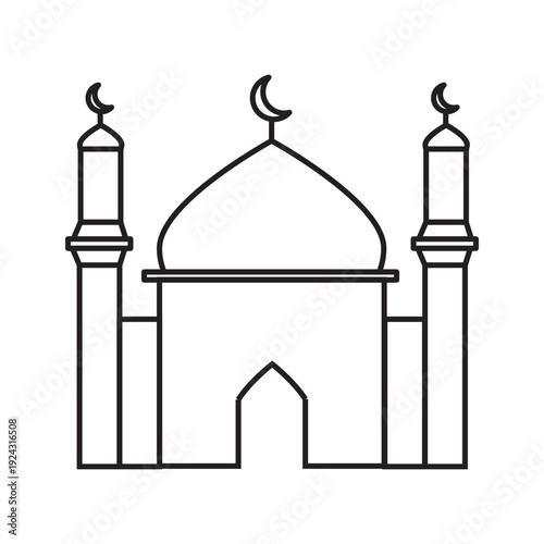 Mosque Outline Icon Islamic Architecture Illustration