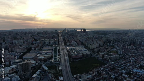 Aerial footage of buildings in Istanbul's Esenyurt and Beylikdüzü districts; empty streets during the pandemic. Drone footage of crowded Istanbul, skyscrapers. Images from ports during the pandemic.