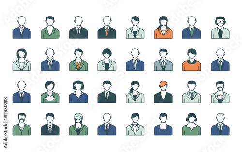 Diverse group of stylized cartoon characters in various outfits and expressions