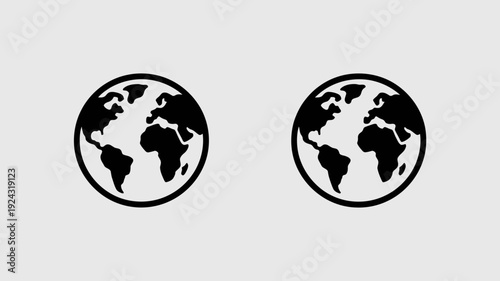 Two contrasting depictions of the globe with different visual styles side by side isolated on white background, Vector, illustration