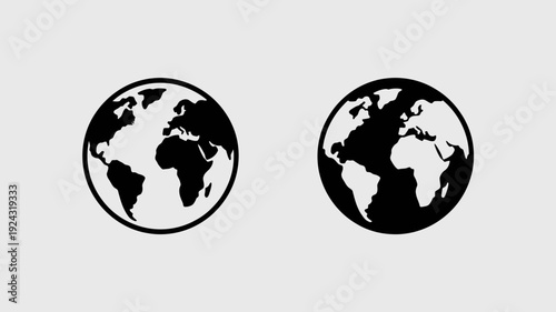 Contrast of traditional and modern globe illustrations side by side. isolated on white background, Vector, illustration