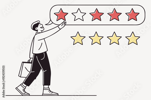 Customer Giving Four Star Rating Feedback.