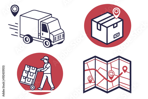 Delivery and Logistics Service Icons Set.