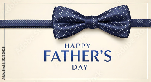 Happy father's day wishes with navy blue bow tie and ribbon
