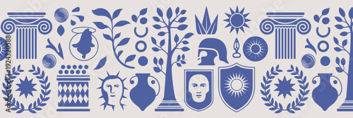 Vibrant geometric and organic patterns in a colorful abstract design composition isolated on white background, Vector, illustration